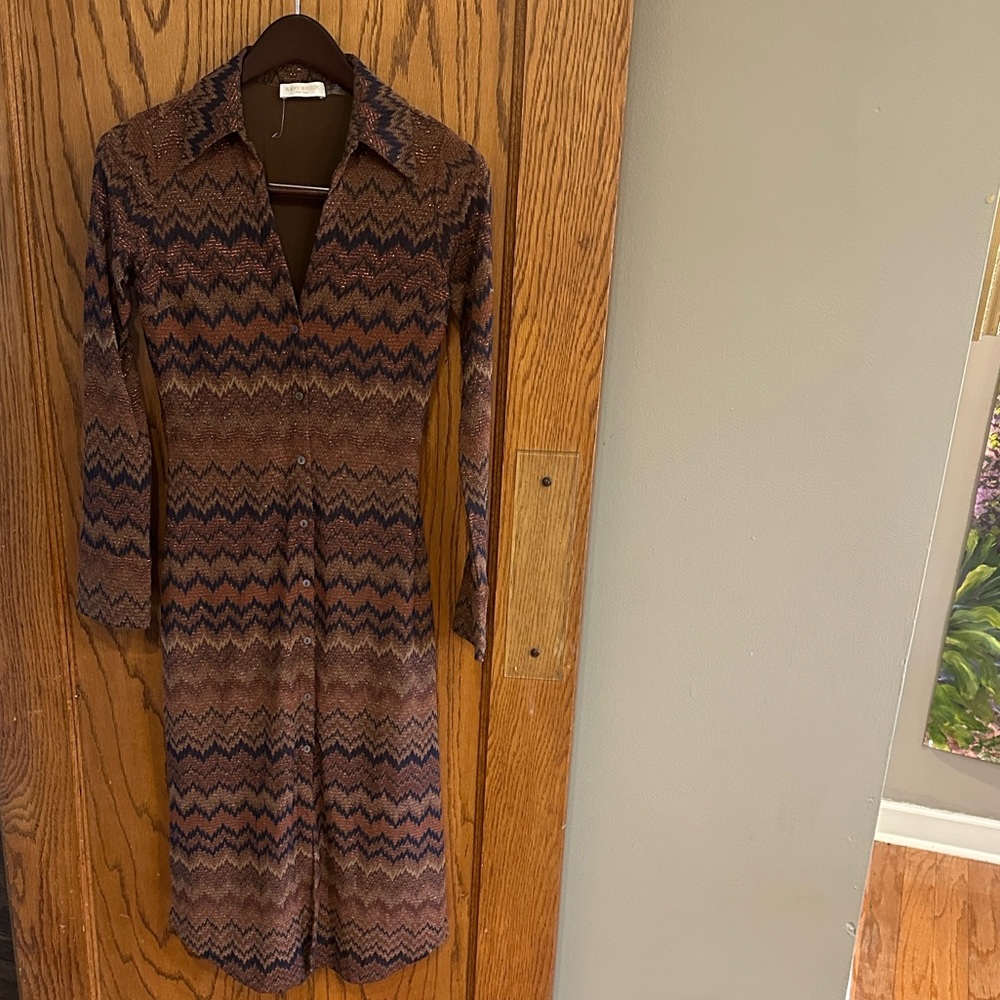 Ramy Brook Multicolor Zigzag Long Sleeve Dress